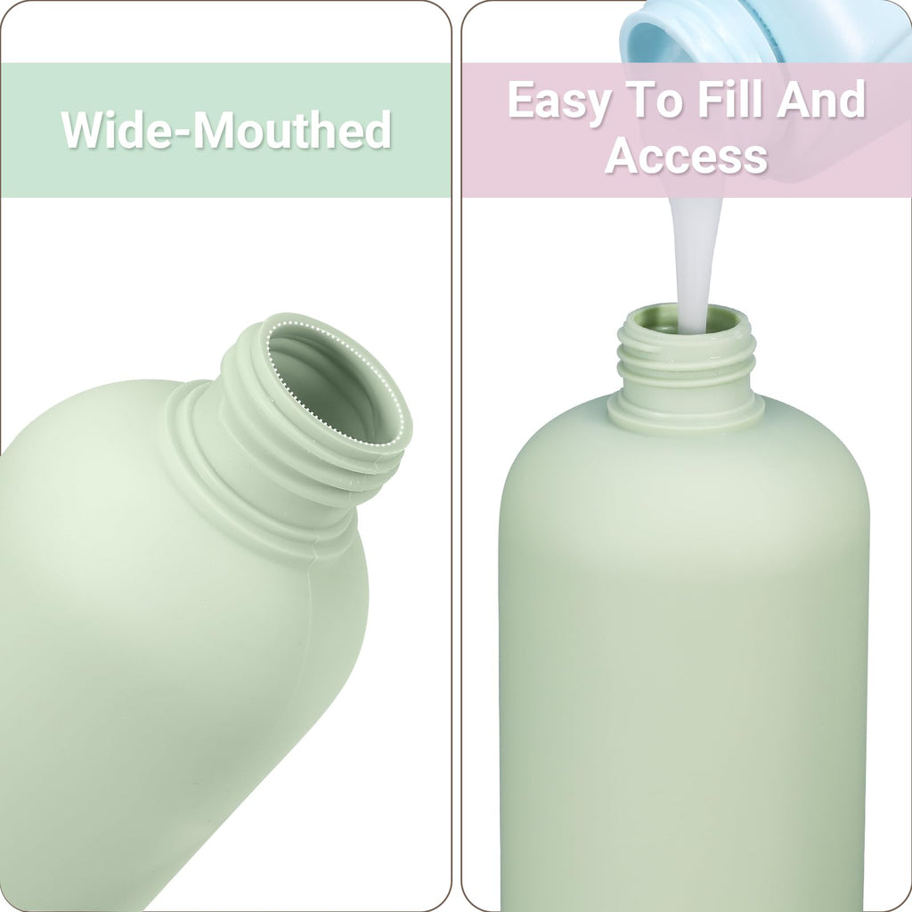 ASEVAT3.4oz 3Pcs Green Plastic Refillable Travel Shampoo and Conditioner Bottles Plastic Refillable Travel Shampoo Bottles with Flip Cap Shampoo and Conditioner Dispenser