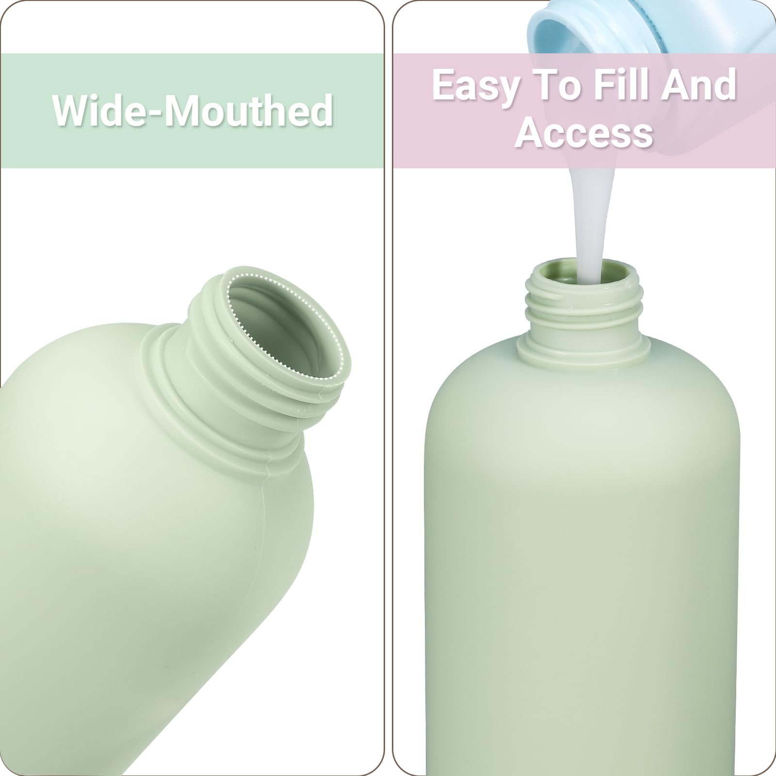 ASEVAT 6.7oz 4Pcs Green Plastic Refillable Travel Shampoo and Conditioner Bottles Plastic Refillable Travel Shampoo Bottles with Flip Cap Shampoo and Conditioner Dispenser