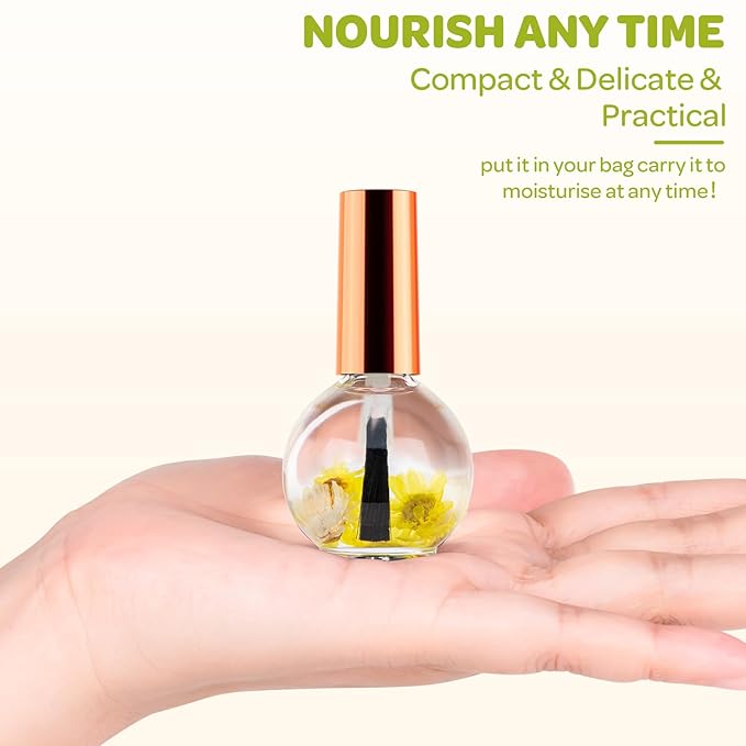 Cuticle Oil, Vanilla Cuticle Nail Oil Infused with Real Flowers 15ml