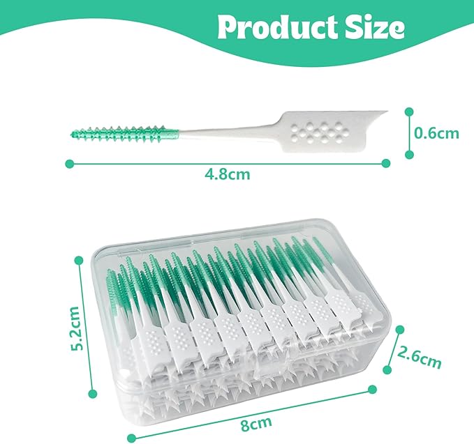 WQINX Dental Floss Picks Soft Silicone interdental Brush, Braces Brush, Floss Picks for Teeth, Disposable interdental Brush, Suitable for Cleaning Teeth Health(Green, 160pcs)