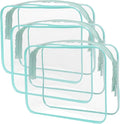 Buminee Clear Travel Bags for Toiletries, Makeup Bags, Cosmetic Bags, 6.3" x1.77" x5.1" Plastic Toiletry Bag, Clear Pouch, Cosmetic Bag for Women and Men-3 Pack Blue
