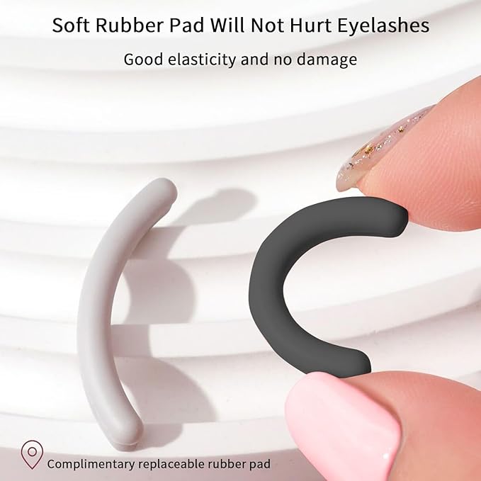 Eyelash Curlers - Plastic Eyelash Curler with Silicone Refill Pads Premium Small Cute Lash Curler for No Pinching or Pulling Eye Lash Curler Makeup Tool for Women & Girls, Black