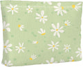 Ksriylm Cute Elegent Floral Flower Makeup Pouch for Women Small Make Up Bag for Purse Zipper Initial Makeup Cosmetic Bags Pouches for Purse Aesthetic Travel Toiletry Bags, Green Daisy