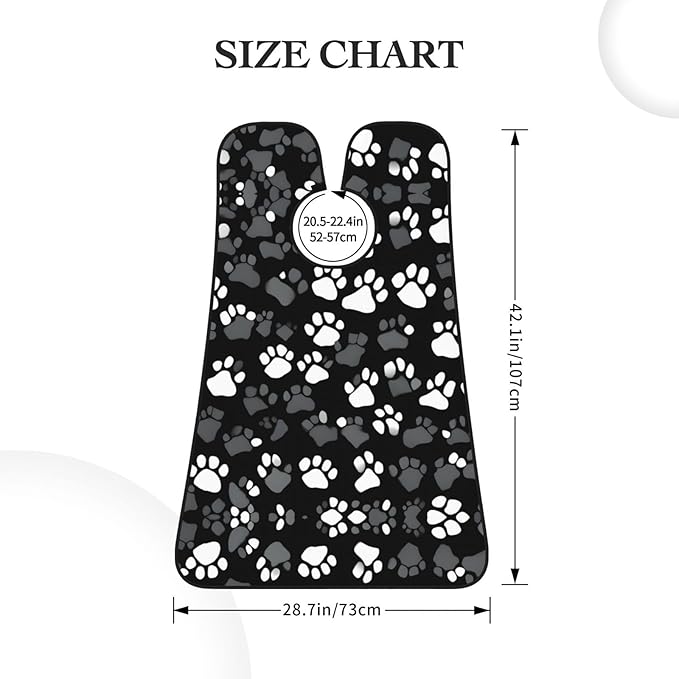 Black And White Paw Print Print Beard Bib Apron For Men, Beard Hair Catcher For Men Shaving Trimming,Beard Cape Cloth