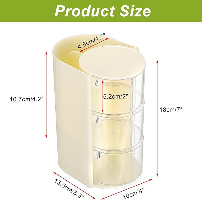 GUSHBIN Plastic Hair Accessories Organizer with Hair Brush Holder Spinning Makeup Storage Container for Vanity Bathroom Countertop, 3-Layer Yellow