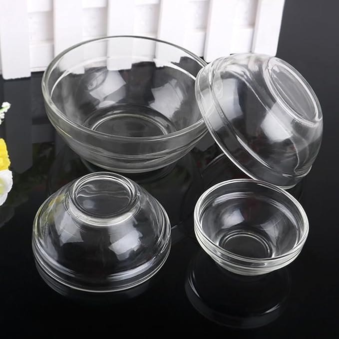 luzen 3Pcs Glass Facial Mask Mixing Bowl 3 Sizes Essential Oil Bowl DIY Face Mask Bowl Cosmetic Skincare Beauty Tool for Professional Salon or Home Use, Transparent