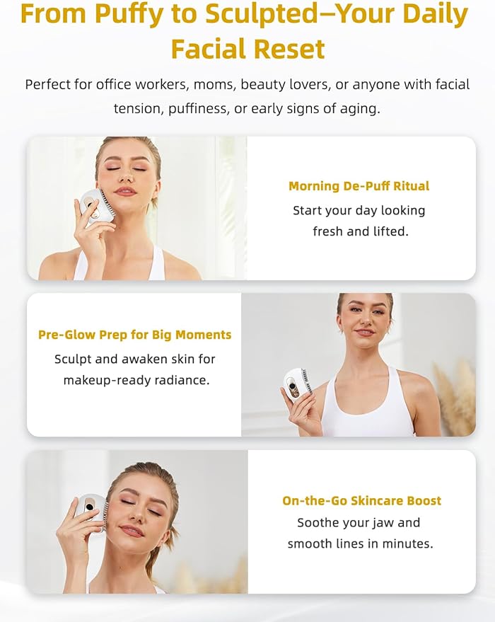 Kinbana Lymphatic Contour Face Brush – Face Massager for Lymphatic Drainage, Double Chin Reducer, and Facial Sculpting – Gentle Vibrating Lymphatic Drainage Tool for Jawline & Puffiness - White