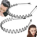 Vrose Flosi 2-Pack Metal Headbands for Men & Women - Zig Zag & Wavy Hair Bands for All Hair Types Safe Ball-End Tips & Thickened Electroplating - Hair Styling Accessories for Face Washing GYM Running