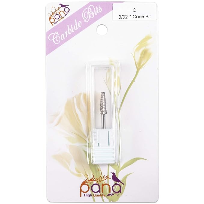 USA PANA Professional 3/32" Shank Size - Cone Shape Carbide Bit - Nail Drill Bit for Manicure Pedicure Tools Dremel Machine - Gold, Silver (Coarse, Silver)