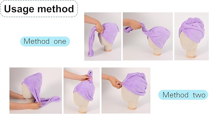 Microfiber Hair Drying Towel Wrap for Women, Hair Turbans Towel for Wet Hair,turbie Twist Hair Towels(The Color of the Picture is for Reference only) (Purple with Moon)