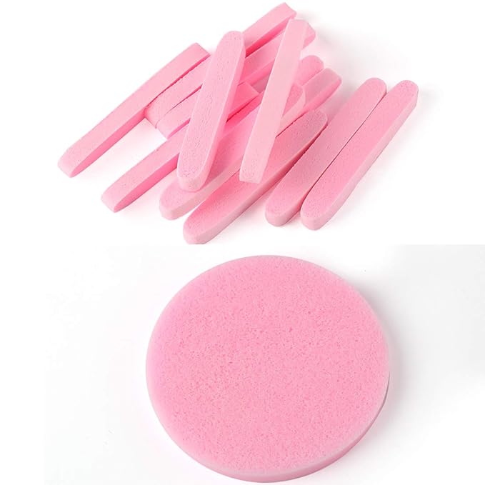 Facial Sponge Compressed,120 Count PVA Professional Makeup Removal Round Face Wash Sponges Spa Pads Exfoliating Cleansing for Women,Pink