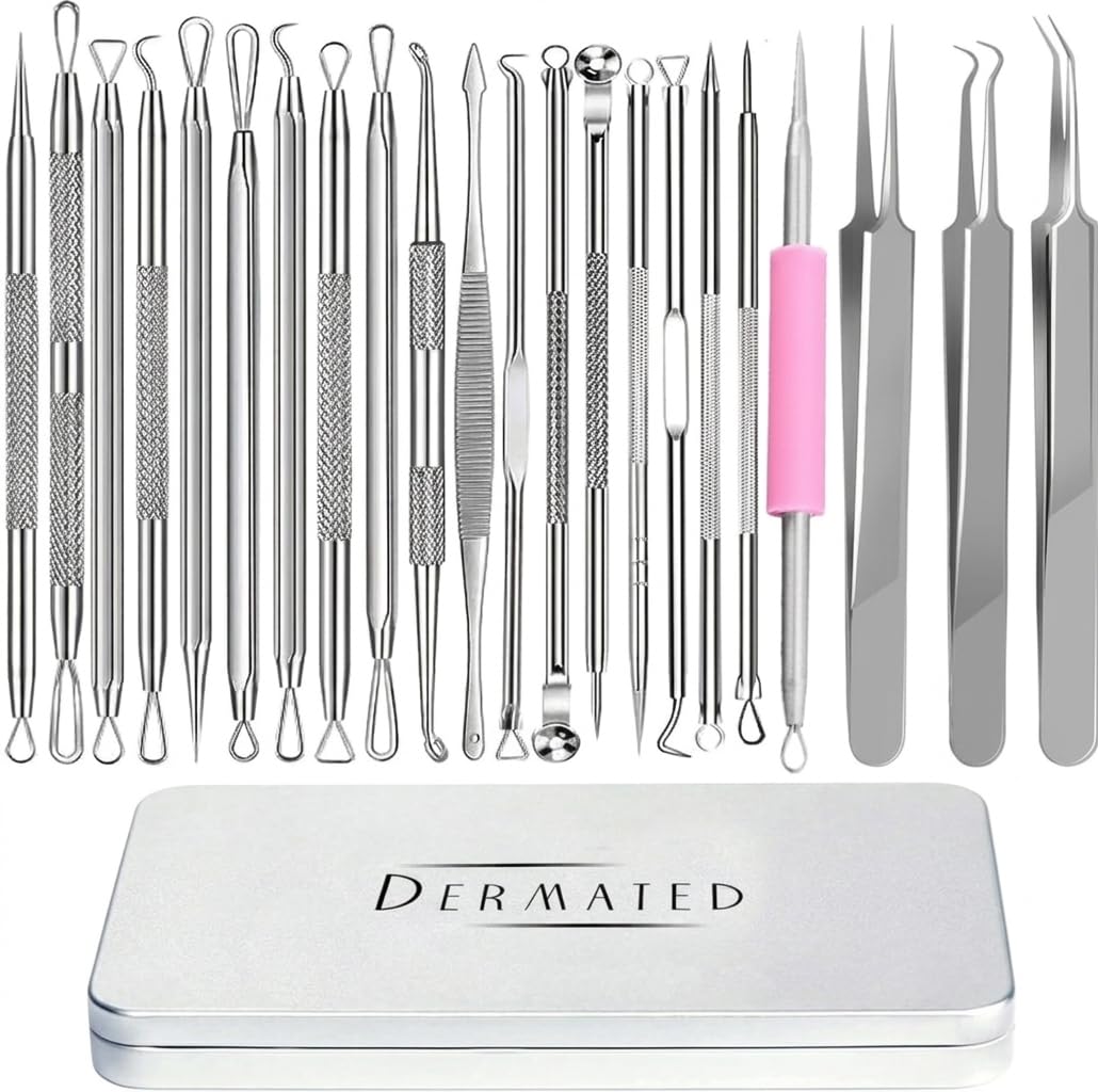 2 Pcs Pimple Popper Tool Blackhead Remover, Comedone Extractor for Acne