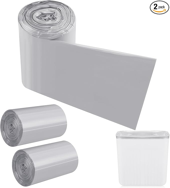 Maxdot 2 Roll 50 Bags Sanitary Napkin Disposal Receptacle Liner Surface Mount Feminine Hygiene Liner Plastic Bags for Wall Mountable Receptacles or Bin, Bathroom, Commercial, Restroom, 12 x 16 Inch