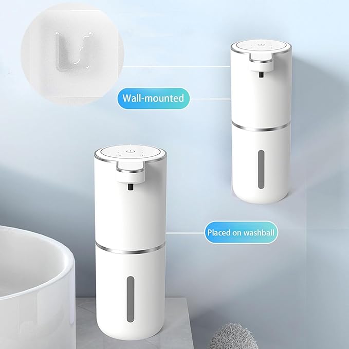 2Pack Automatic Soap Dispenser, Touchless Foaming Soap Dispenser USB Rechargeable Dispenser Electric Wall Mounted 4levels Adjustable Foam Dish Soap Pump for Bathroom Kitchen