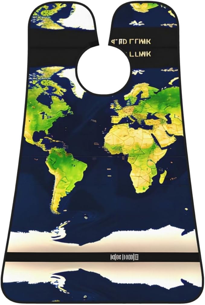 NOUZU World Map Print Beard Bib Apron For Men, Beard Hair Catcher For Men Shaving Trimming,Beard Cape Cloth