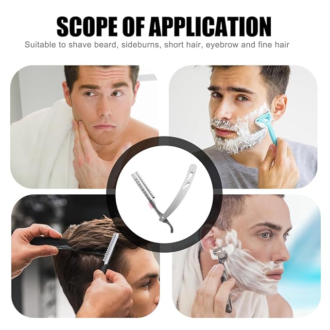 PACKOVE Vintage Manual Straight Razor for Men Foldable Hair Cutting Razor Beard Shaping Tool Eyebrow Trimmer for Salon and Home Use