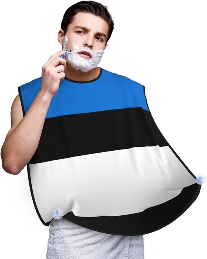 YQxwJL Flag Of Estonia Print Beard Bib Shaving Apron, Beard Hair Trimming Cape Gift For Dad