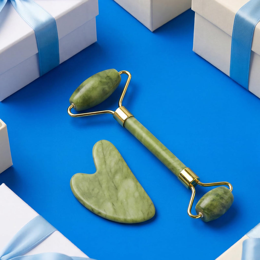 BAIMEI IcyMe Jade Face Roller & Gua Sha Set,Self Care Gifts for Women
