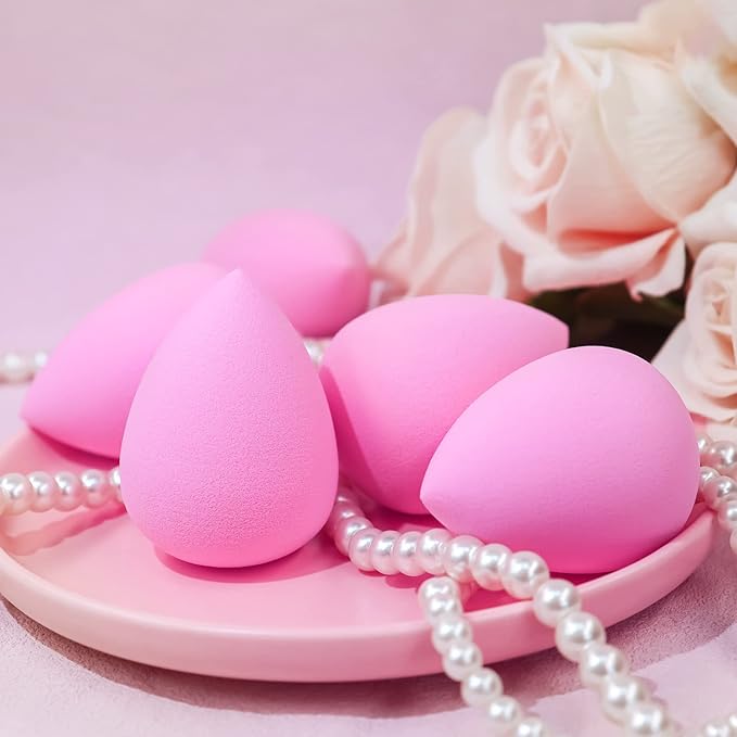 BEAKEY Makeup Sponge Set for Blending, Pink Soft Beauty Sponges