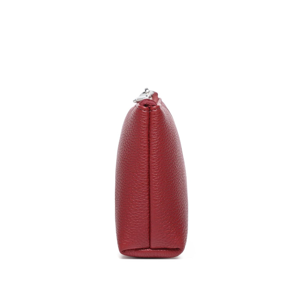 YONBEN Small Makeup Bag for Purse, Leather Cosmetic (Encore Red)