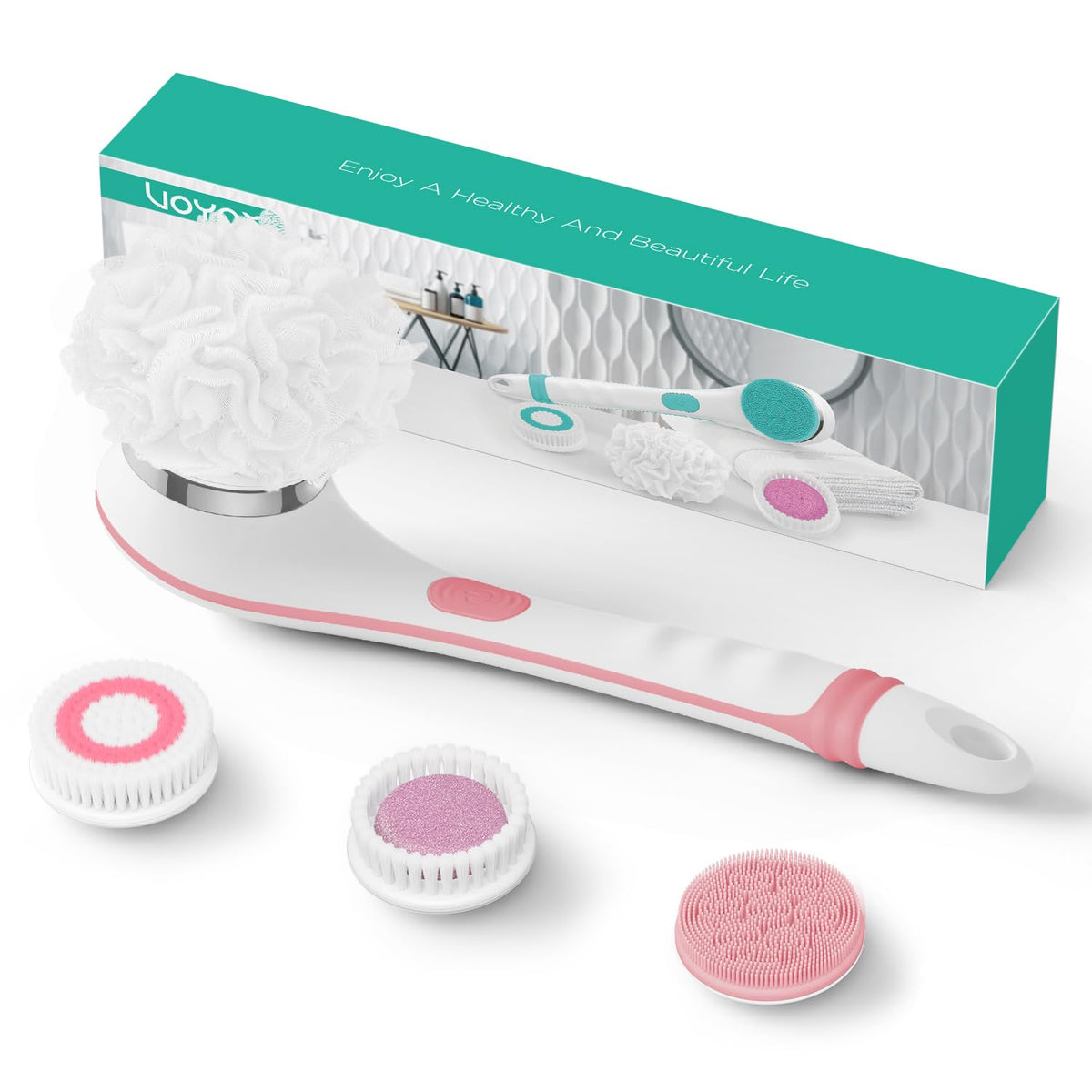 VOYOR Electric Silicone Body Scrubber, Back Brush for Shower Rechargeable