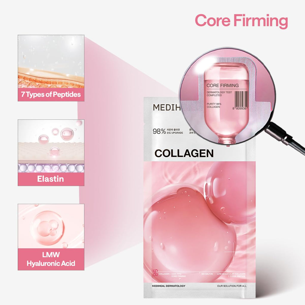 MEDIHEAL Collagen Essential Face Sheet Mask, Skin Firming (10ea)