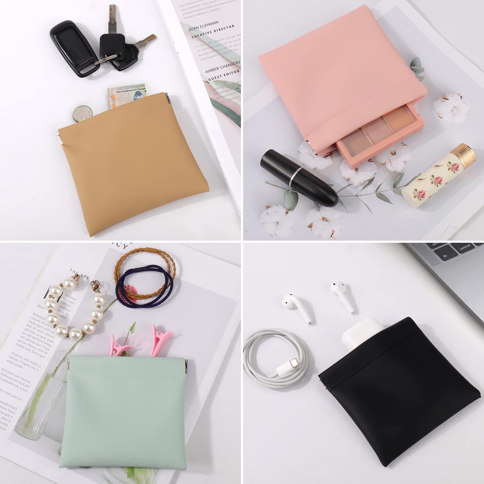 BUSOHA 4 PCS Small Makeup Bags for Purse - Coin Purse for Women