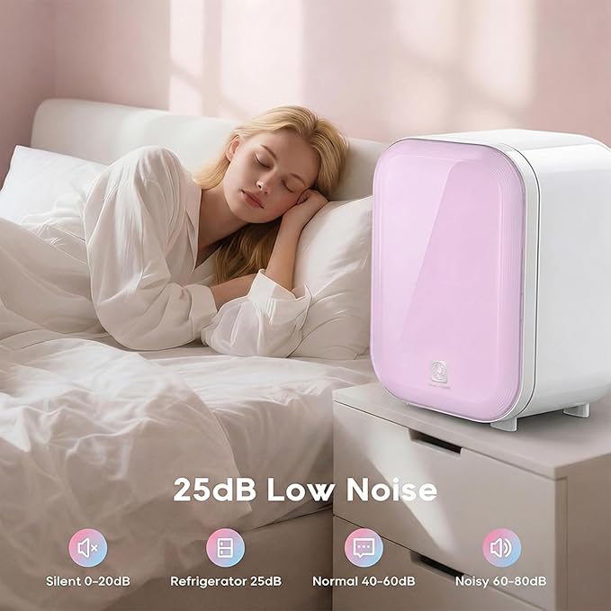 Kikihuose 22L Mini Skincare Fridge, Beauty Fridge for Cosmetic Storage, 44°F Intelligent Temperature Control, Personal Small Makeup Refrigerator for Bedroom, Dorm