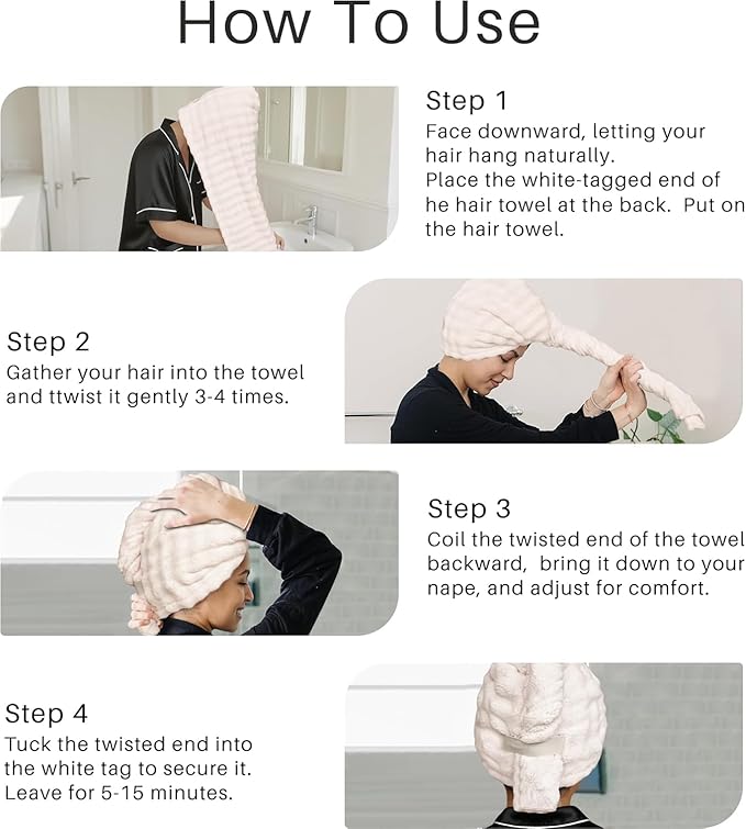 2-Pack Microfiber Hair dring Towel | 50% Faster Drying, Ultra Absorbent & Frizz Control | for Long/Curly Hair | 40 * 11" Large Size | Travel Gym Home Use(Bule,White)