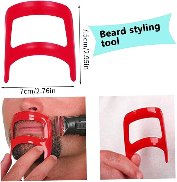 Jeorywoet Beard Shaping Tool Kit Neckline Shaving Template Guide Set Red