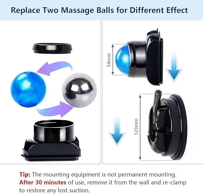 Mountable Massage Ball 3-in-1 Muscle Recovery Massager for Pain Relief