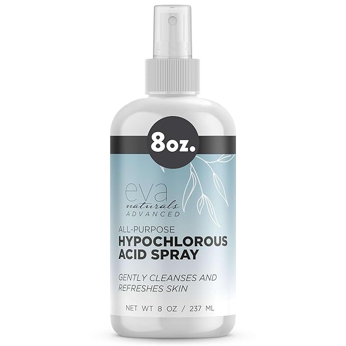 Eva Naturals Hypochlorous Acid Spray for Face & Body, HOCl Facial Mist & Skin Cleanser, Soothing Daily Spray for Redness, Irritation & Sensitive Skin, All Skin Types, 8 oz