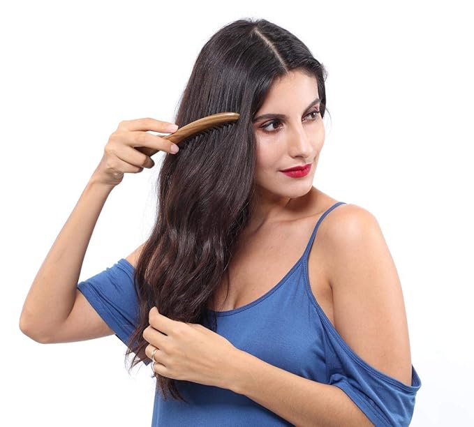 Louise Maelys Wooden Wide Tooth Hair Comb for Curly Detangling Sandalwood