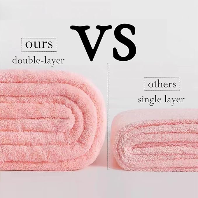Microfiber Hair Drying Towel Wrap for Women, Hair Turbans Towel for Wet Hair,turbie Twist Hair Towels(The Color of the Picture is for Reference only) (Apricot Yellow-Double Layer)