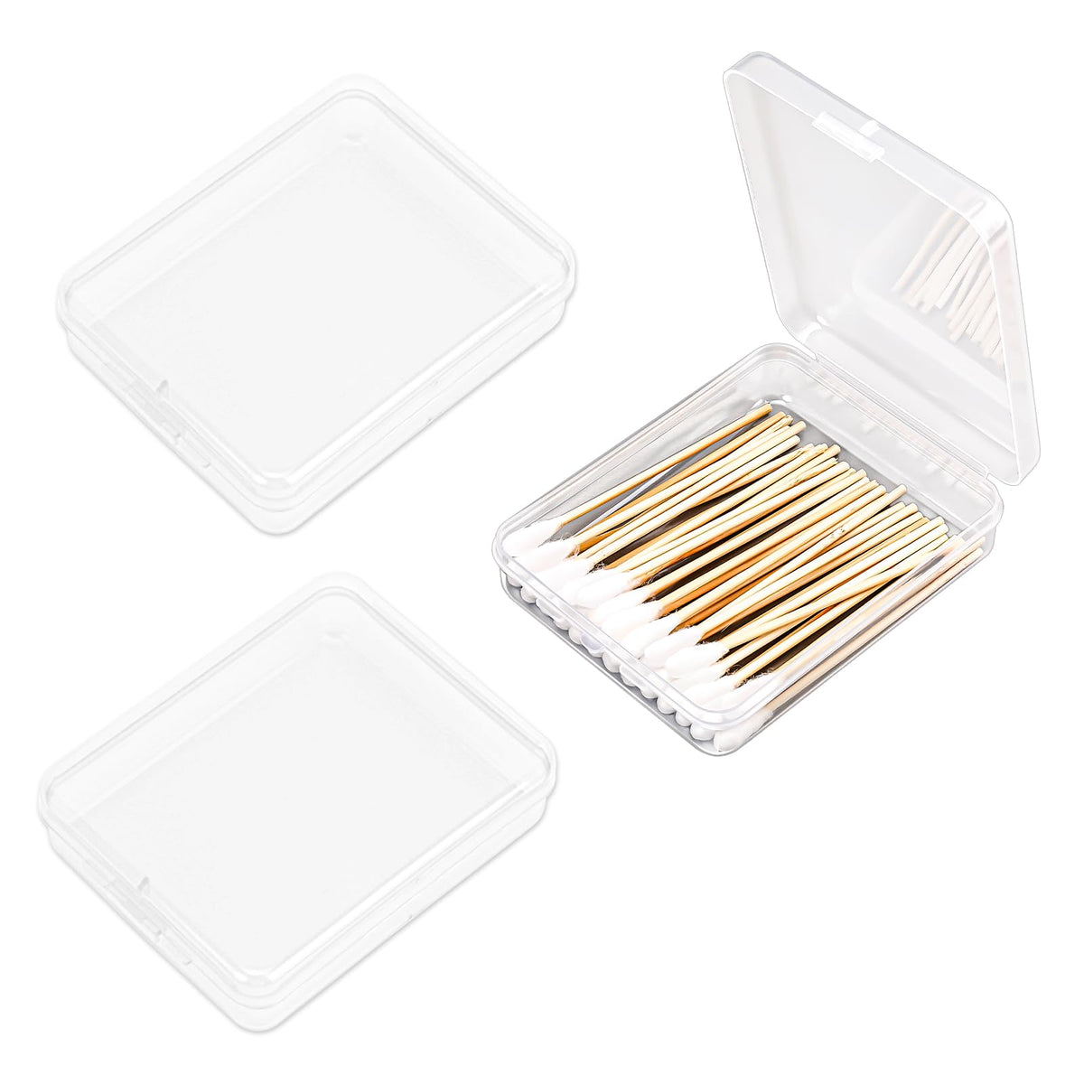 3-Piece Portable Travel Pad Holder - Bathroom Vanity Countertop Storage Organizer - Cotton Ball & Swab Dispenser - Transparent