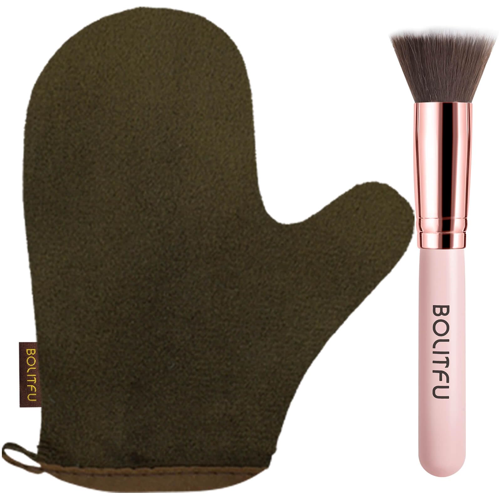 2 Pack Self Tanning Mitt Applicator Kit Set, Self Tanning Glove and Self Tanner Flat Top Brush, Tan Applicator for Sunless Self Tan (Bronze)