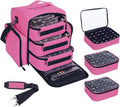UOZL Nail Polish Organizer Case Hold 90 Bottles with 3 Detachable Bag,Red