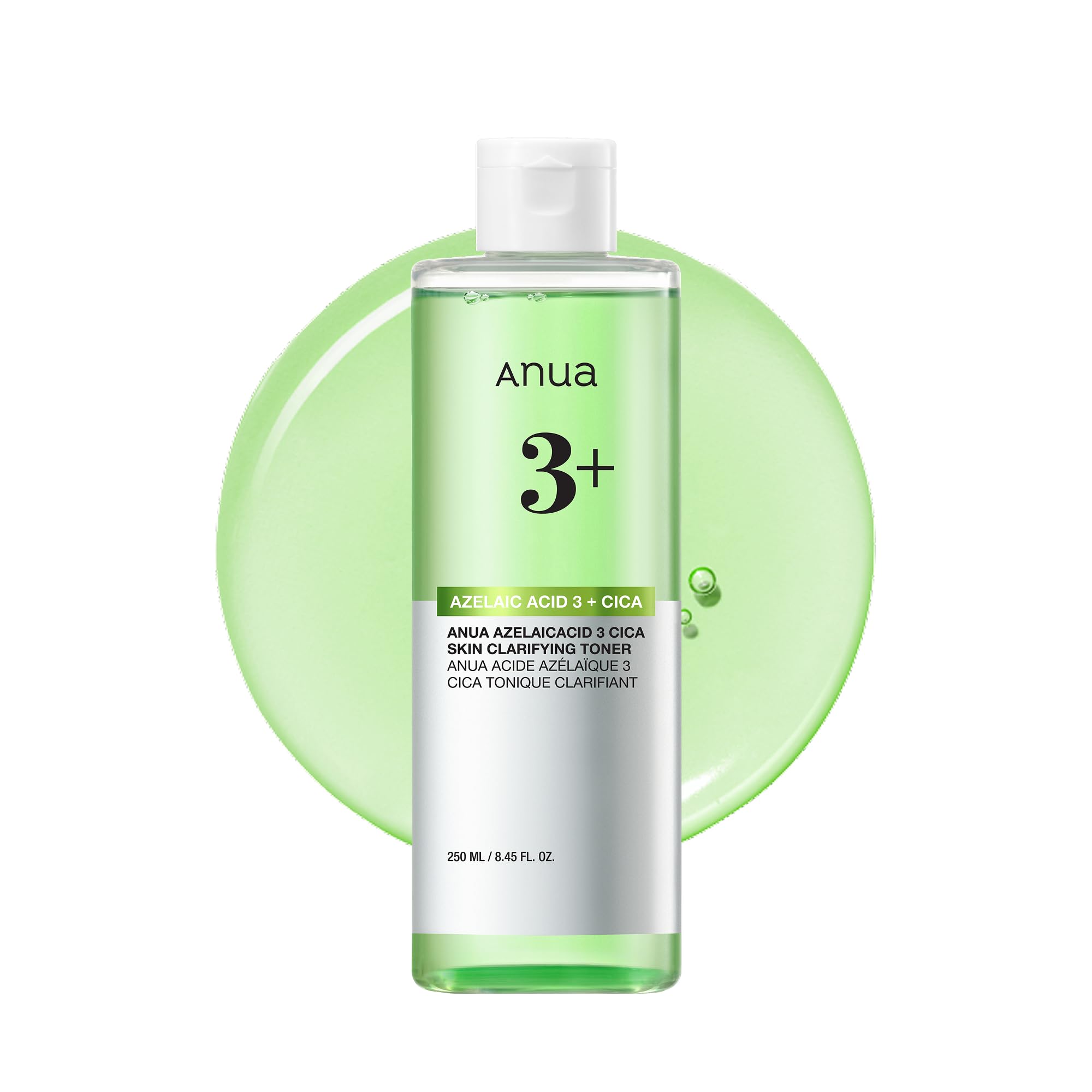 Anua Azelaic Acid 3 CICA Clarifying Toner, Daily Exfoliating Facial Toner with Salicylic, for Soothing & Skin Clarity, Sebum & Spot Care, Suitable for Sensitive Skin, Korean Skincare, 8.45 fl.oz.