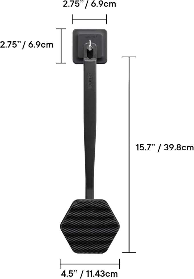 TOOLETRIES Silicone Back Scrubber for Shower with Hook - Charcoal