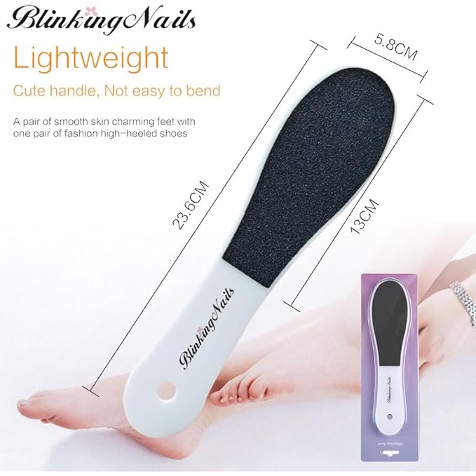 5 Pack Foot File Callus Remover - Professional Double Sided Foot Rasp for Dead Skin & Hard Cracked Heels, Sandpaper Pedicure Tool with Ergonomic Plastic Handle, Home Spa Kit for Smooth Soft Feet