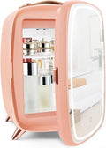 KFO Mini Skincare Fridge 6L – Beauty Fridge with Mirror & 3-Mode LED Light, Portable Cosmetic Cooler for Makeup Serums Creams, 43°F Cooling 20dB Quiet, Small Fridge for Bedroom Bathroom Office