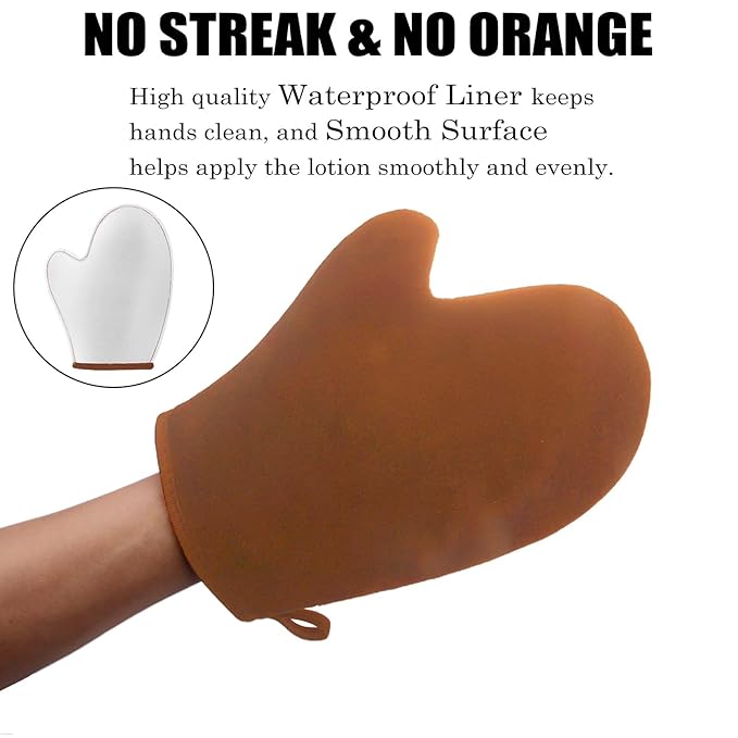 3 Pack Self Tanner Mitt Applicator Kit - Premium Sunless Tanning Mitts & Gloves Set with Double-Sided Waterproof Design for Streak-Free Application
