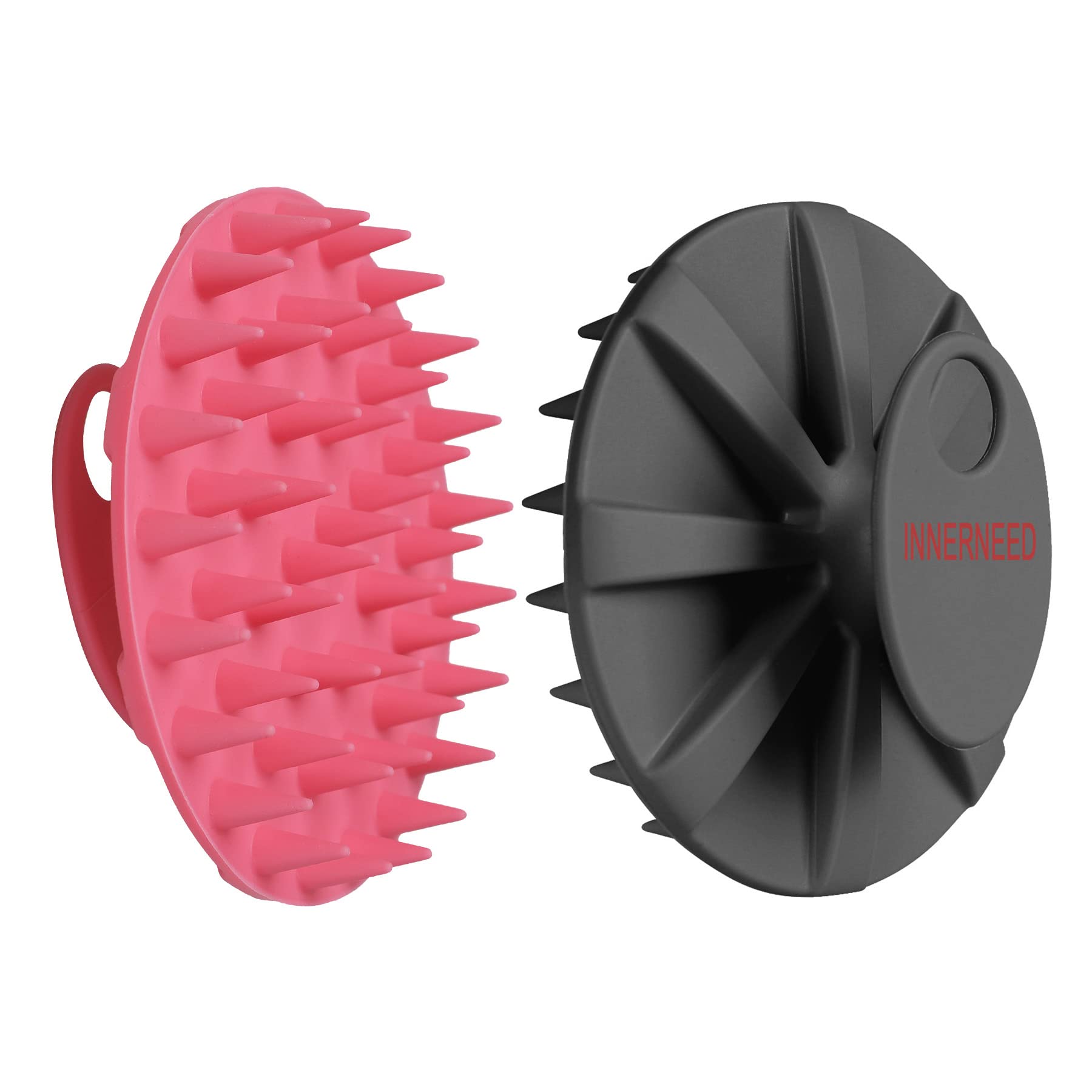 One-piece Silicone Scalp Massager Shampoo Brush Hair Wash, Black+Pink