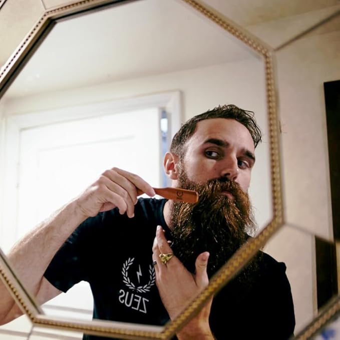 ZEUS Boar Bristle Beard & Mustache Handled Brush for Men, Soft Bristles