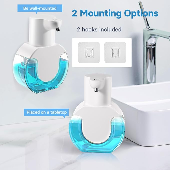 VZZNN 2 Pack Automatic Foaming Soap Dispenser 14.2oz/420ML Touchless Automatic Foaming Soap Dispenser,Rechargeabled Wall Mounted Smart Pump for Bathroom Kitchen