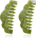 Geiserailie 2 Pcs Jade Combs Esthetician Supplies Massage Stone Hair Gua Sha Scraping Scalp Comb Facial Massage Tool Handheld Head Tools Head Caring Therapy Mother's Day for Women(Plain Style)