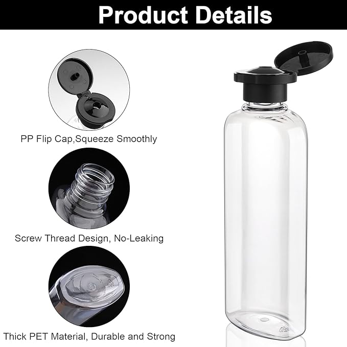 Wowang Travel Shampoo and Conditioner Bottles 7.7oz 7 Pack Leak Proof Squeeze Bottles with Flip Cap Refillable Containers Plastic Travel Bottle for Toiletries for Lotion Shampoo Conditioner