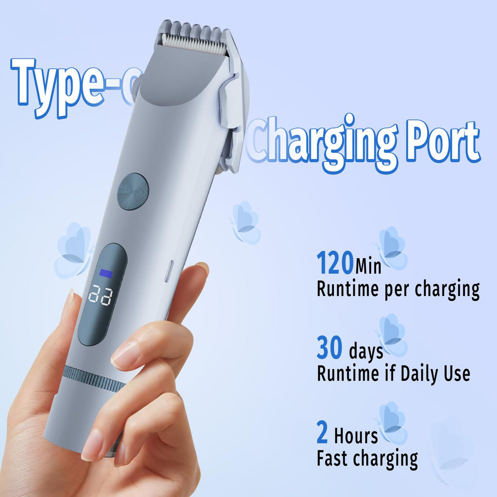 Bikini Trimmer for Women, 2 in 1 Electric Shaver for Women, Rechargeable Electric Razor Body Hair Trimmer Wet & Dry Use, Blue