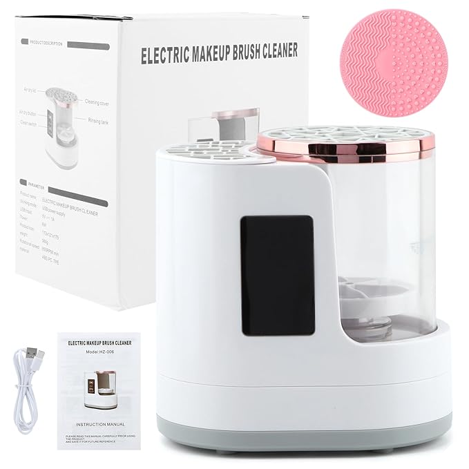 3 in 1 Electric Makeup Brush Cleaner Machine With Makeup Brush Dryer-Holder-Portable Automatic USB Cosmetic Brushes Cleaner Tool for All Brushes Sizes, Efficient Wash & Dry(COLOR:as shown)