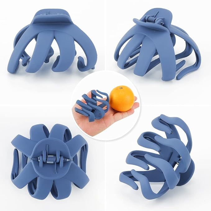 ATODEN Extra Large Claw Clips for Thick Hair - 5Pcs Jumbo Octopus Hair Clips, 3.15" Big Hair Claws for Women and Girls, Assorted Colors